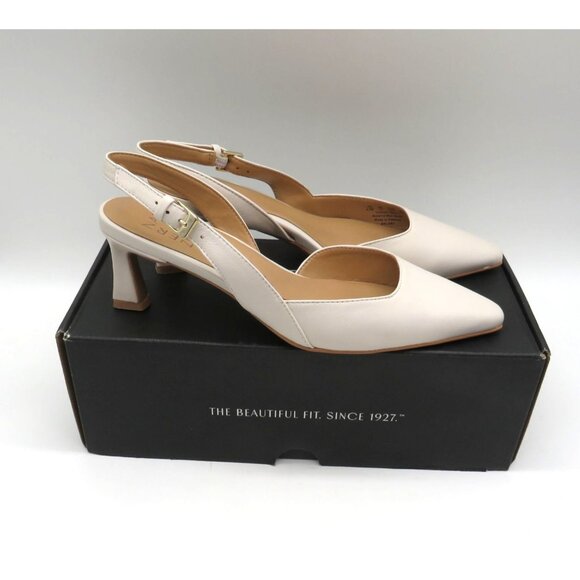 Naturalizer Womens Dalary Slingback Heels Cream Leather Upper 6.5 NEW - Picture 1 of 9